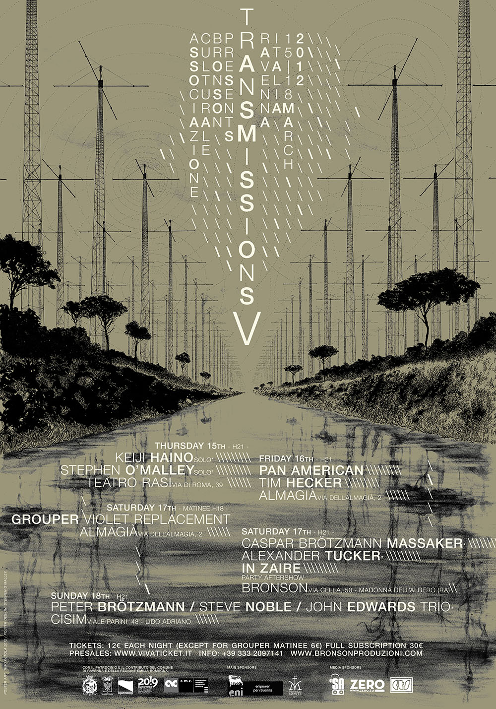 Final TRANSMISSIONS V poster design w/ art by Timo Ketola