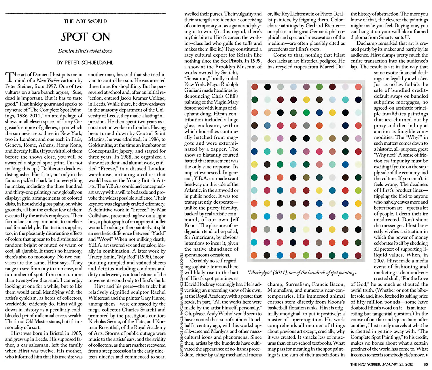 New Yorker's Damien Hirst Spot paintings critique