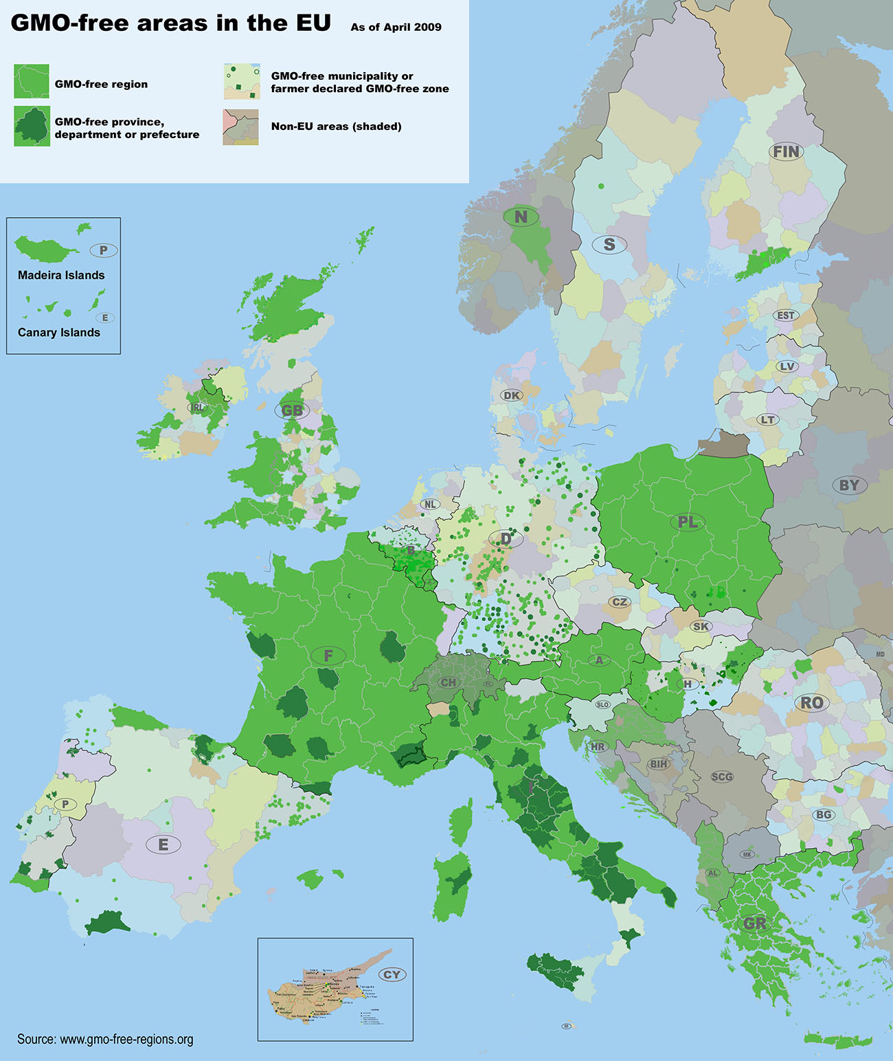 GMO free regions of Europe map (circa 2009)