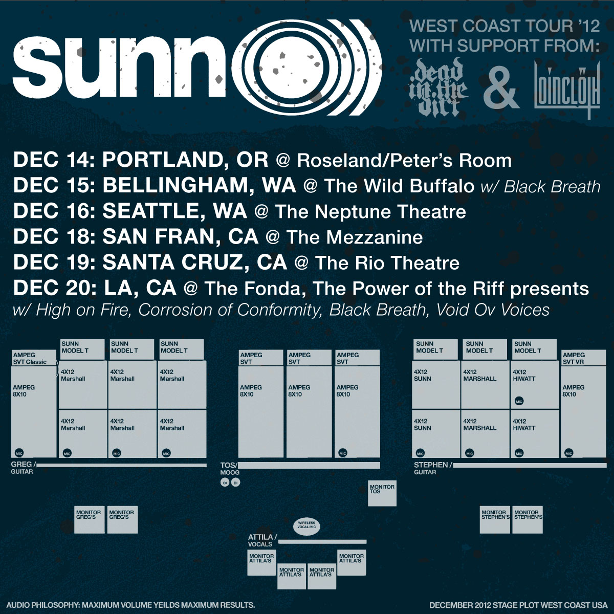 SUNN O))) WEST COAST DECEMBER 2012