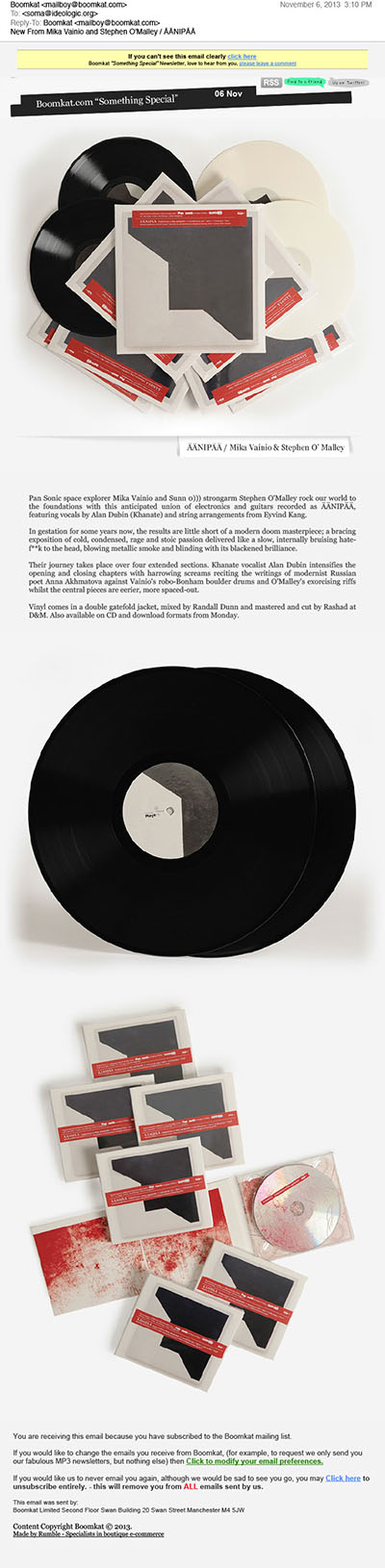 BOOMKAT promo/review for ÄÄNIPÄÄ album