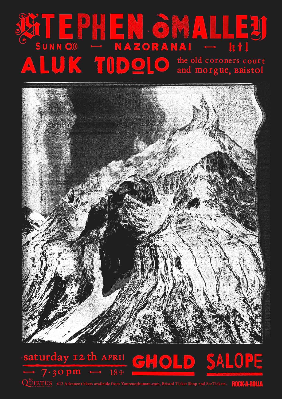 Flyer for concert at The Old Coroner's Court, Bristol 12 April