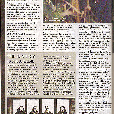 SUNN O))) Record Collector Feature October issue 2014