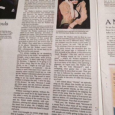 Scott Walker + SUNN O))) "Soused" article in today's New York Times by Ben Ratcliff