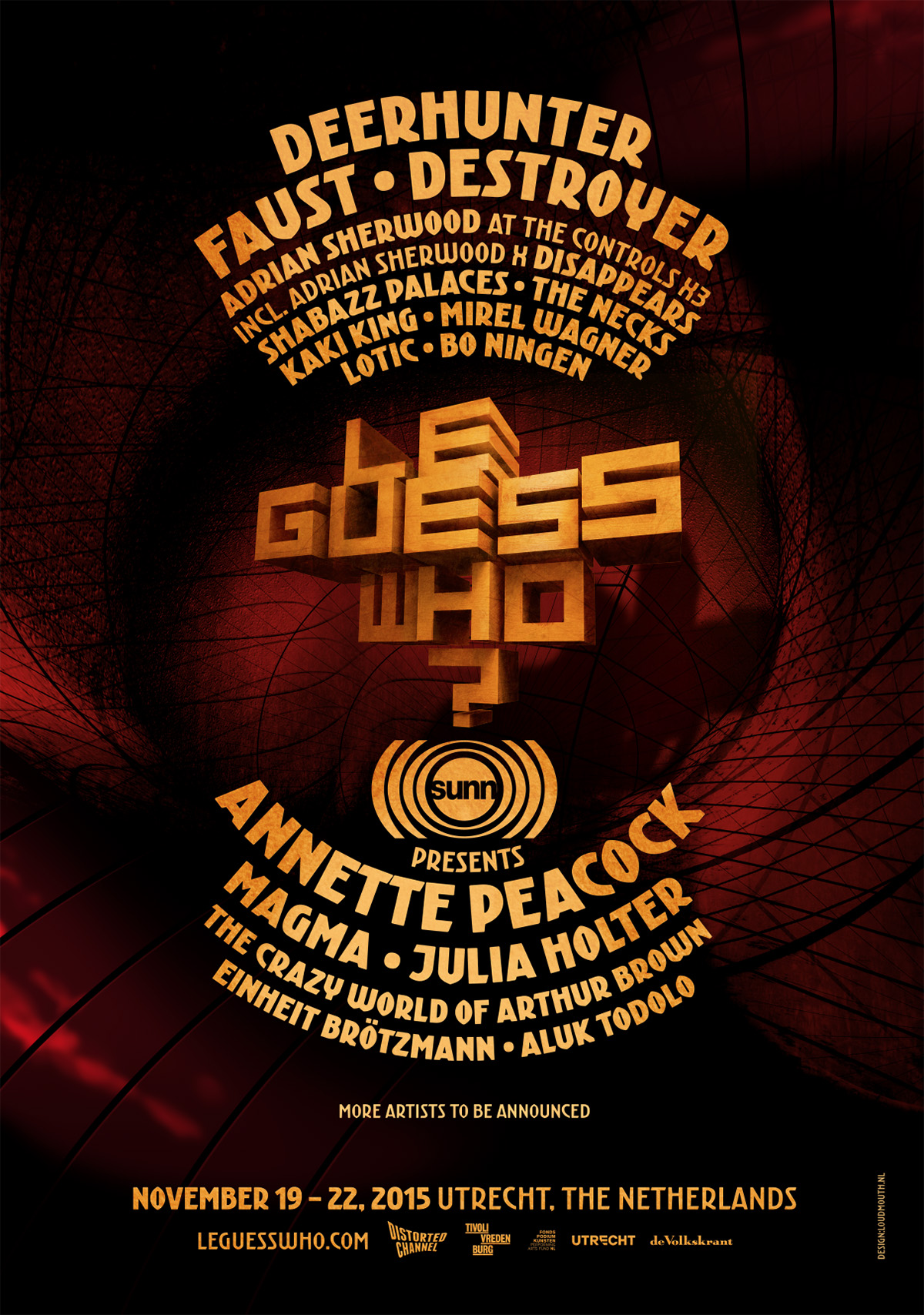 SUNN O))) PRESENTS FOUR-DAY PROGRAM AT LE GUESS WHO? FESTIVAL 2015, INCLUDING ANNETTE PEACOCK AND MAGMA