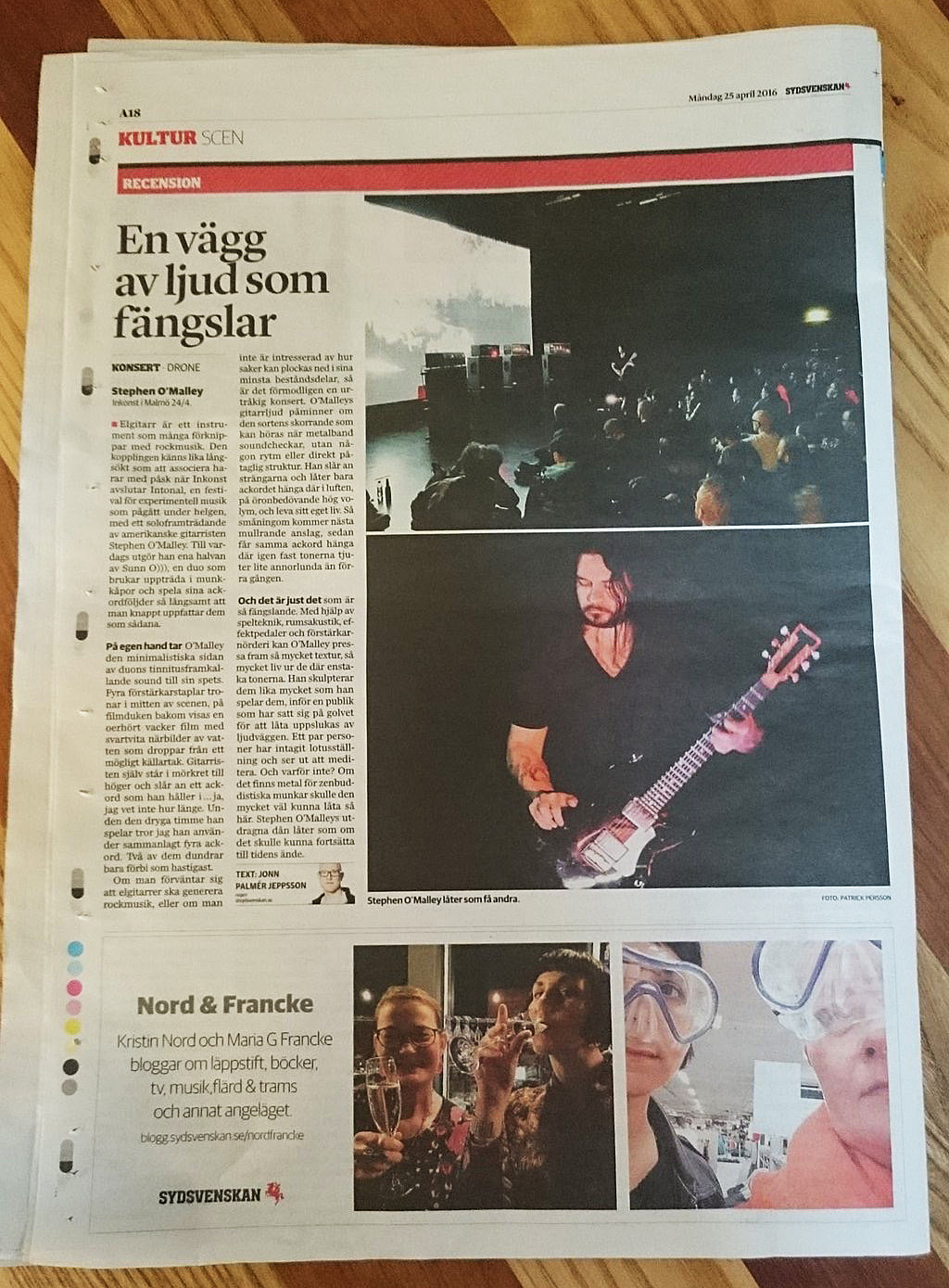 Sydsvenskan's review of my solo concert at Intone, Malmö 24 April 2016